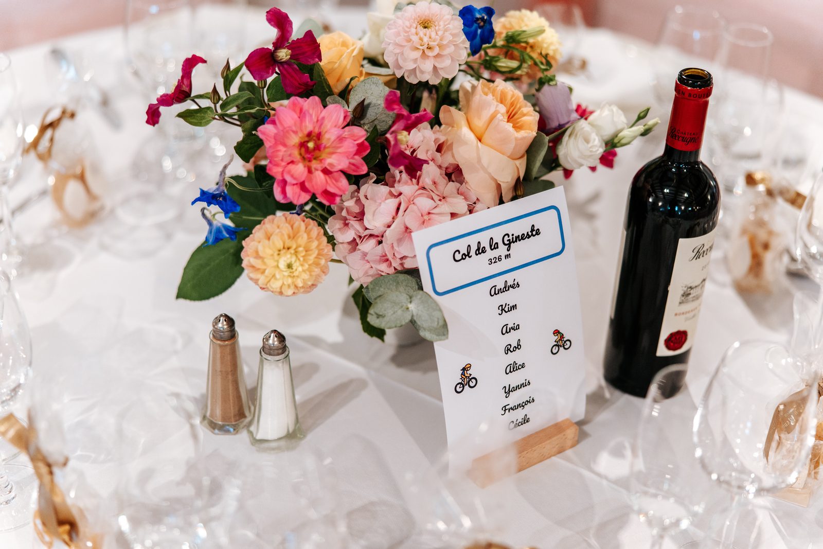 Centre de table — dahlias et hortensias